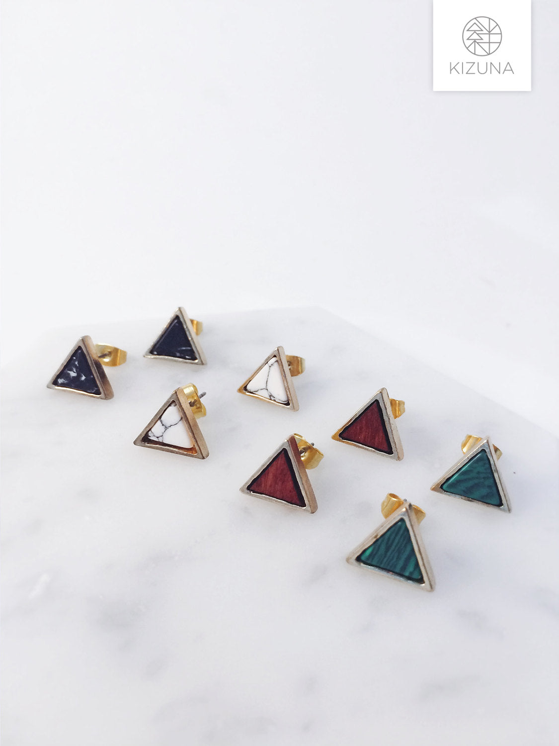 Triangle Marble Earrings (4 Styles)