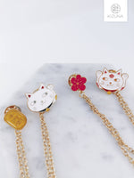 Load image into Gallery viewer, Fortune Cat Sakura Collar Pin (2 Styles)
