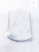 Load image into Gallery viewer, Minimalist Bar Necklace w Pearl
