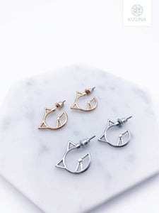 3D Cat Hoop Earrings