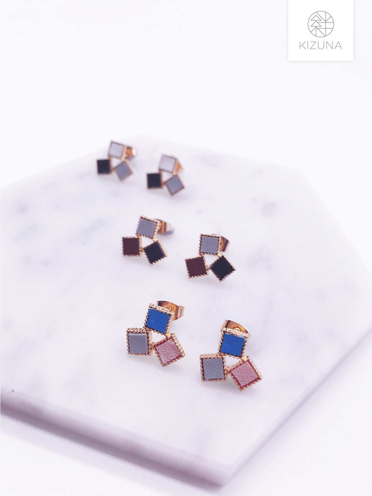 Minimalist Colorful Leather Stud Earring (3 Colors)