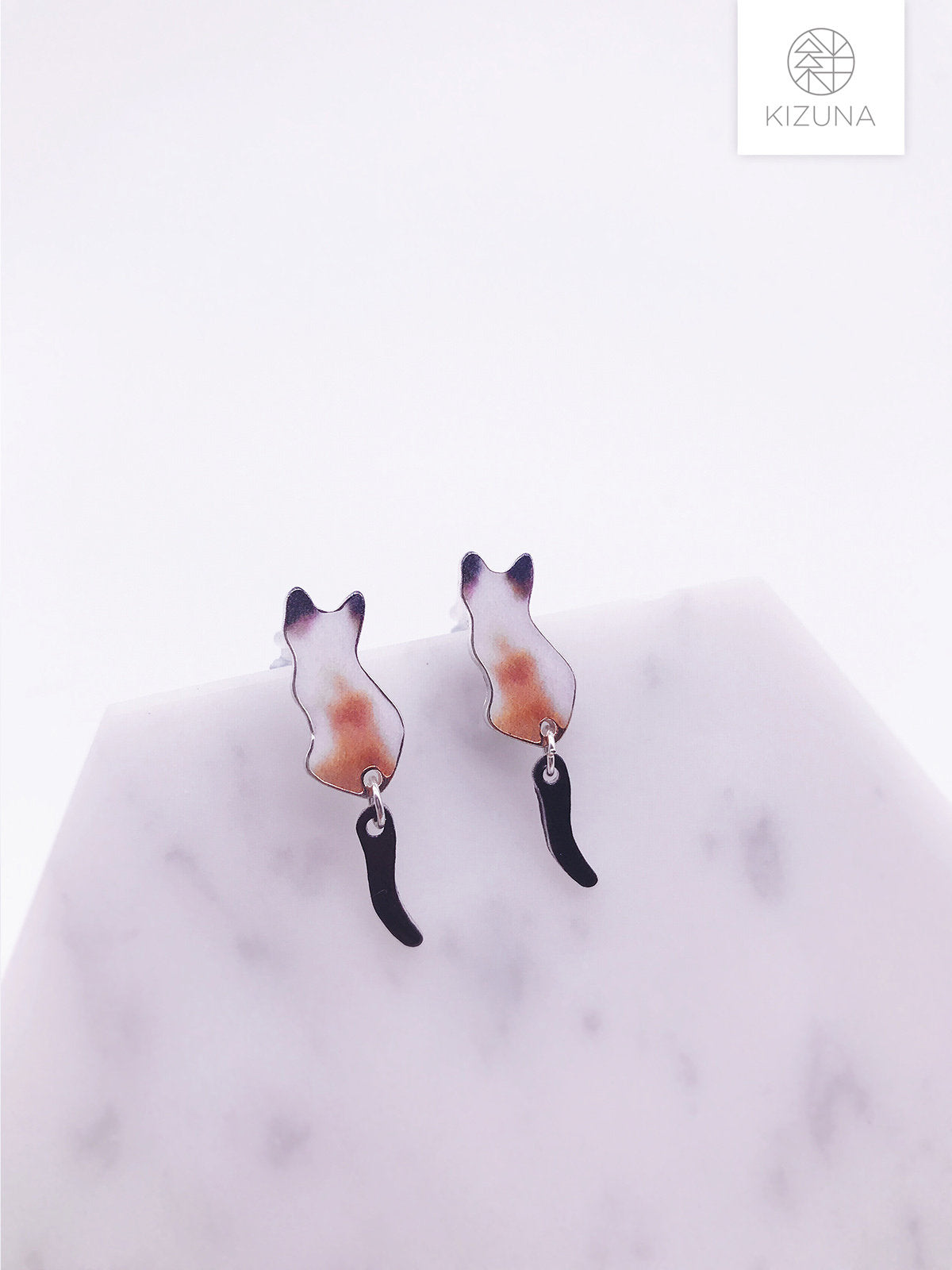 Dangling Tail Cat Earring Studs