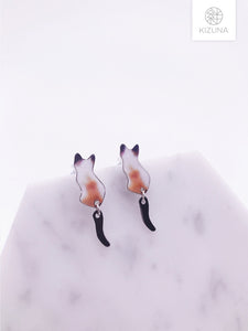 Dangling Tail Cat Earring Studs