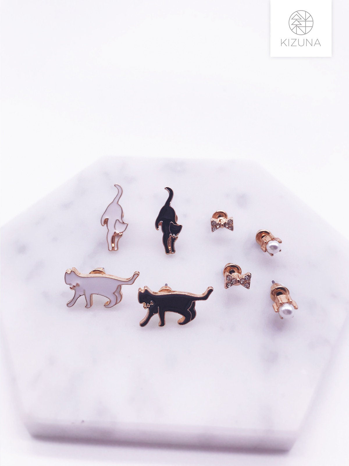 Black & White Cat Mix & Match Earring Set