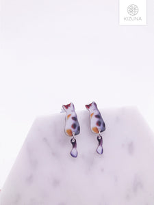 Dangling Tail Cat Earring Studs