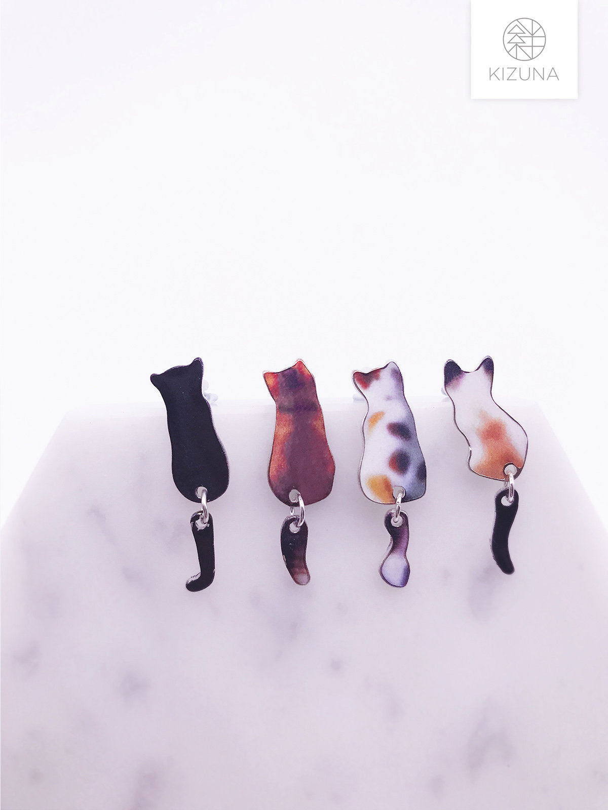 Dangling Tail Cat Earring Studs