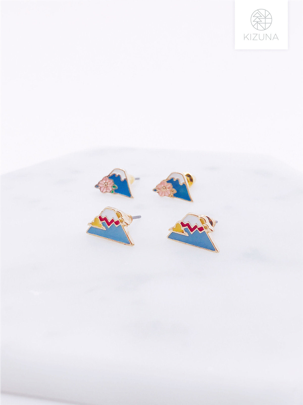 Japan Mt. Fuji Sakura Stud Earrings (2 Styles)