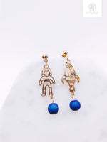 Load image into Gallery viewer, Space Rocket &amp; Astronaut Dangling Earring
