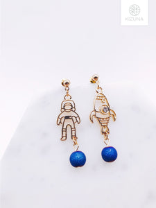 Space Rocket & Astronaut Dangling Earring