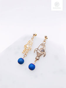 Space Rocket & Astronaut Dangling Earring