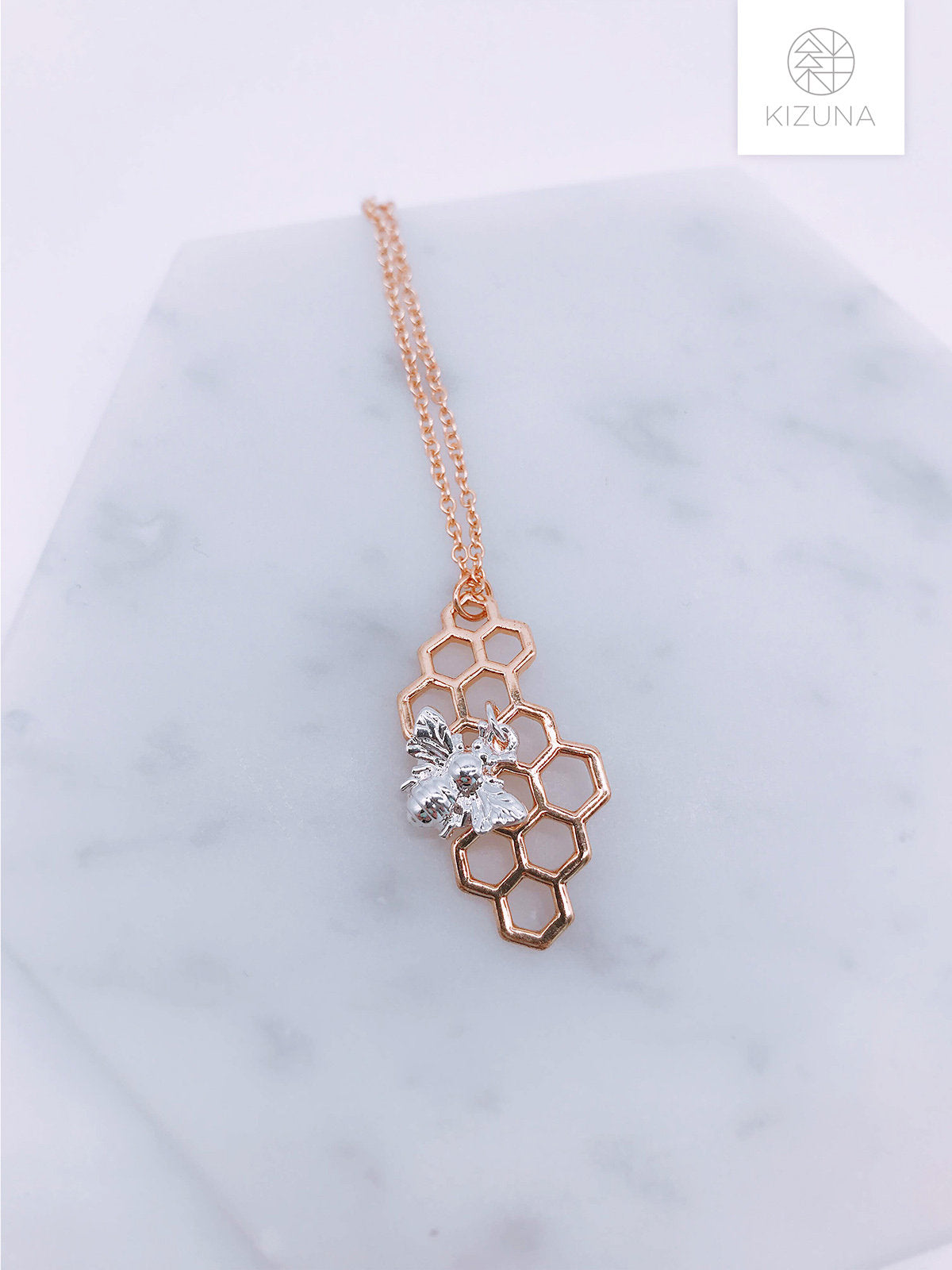 Bee & Honeycomb Pendant Necklace