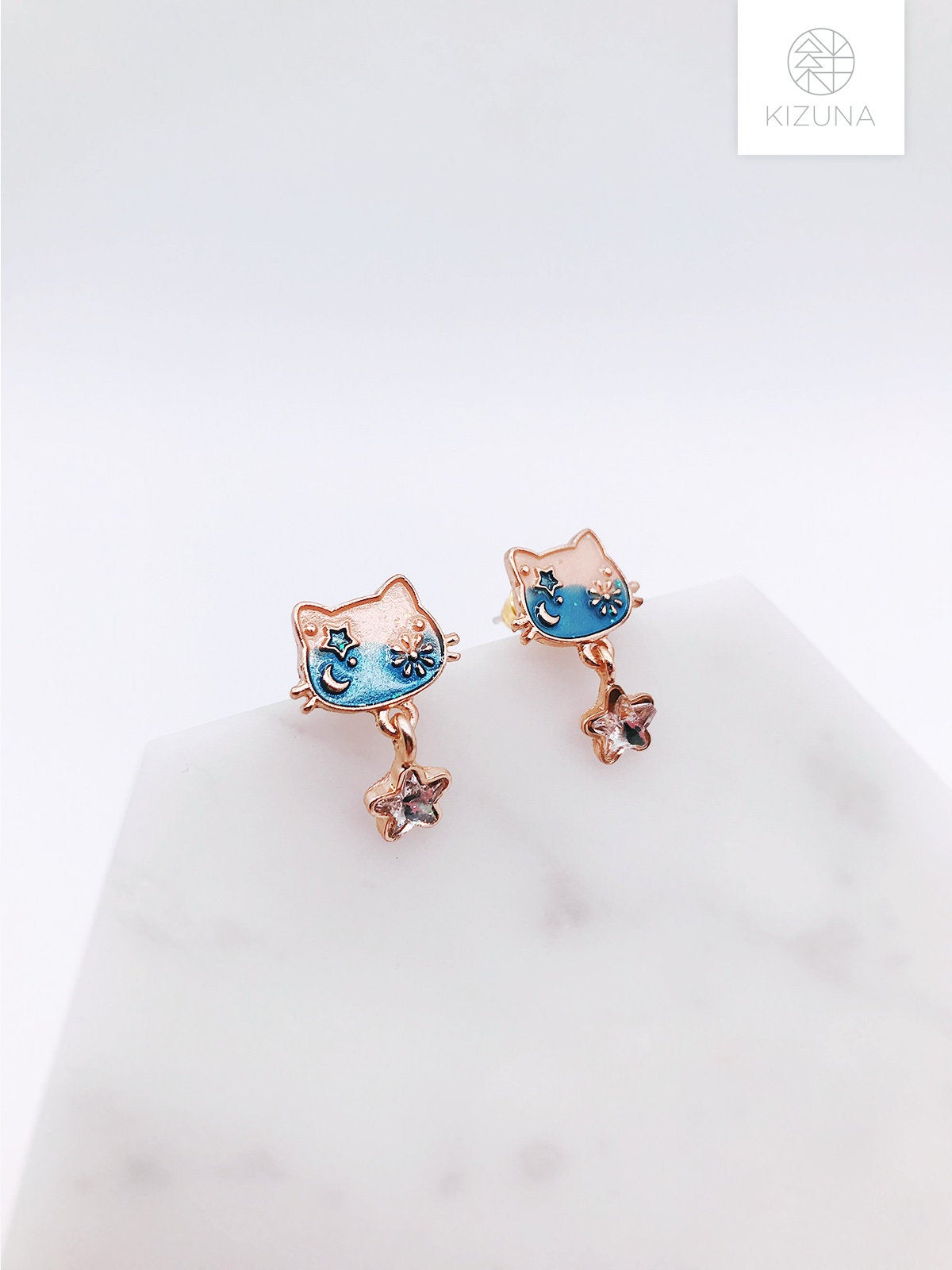 Space Cat Dangling Earrings