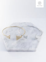 Load image into Gallery viewer, Double Triangle Cuff Bangle- Minimalist Design
