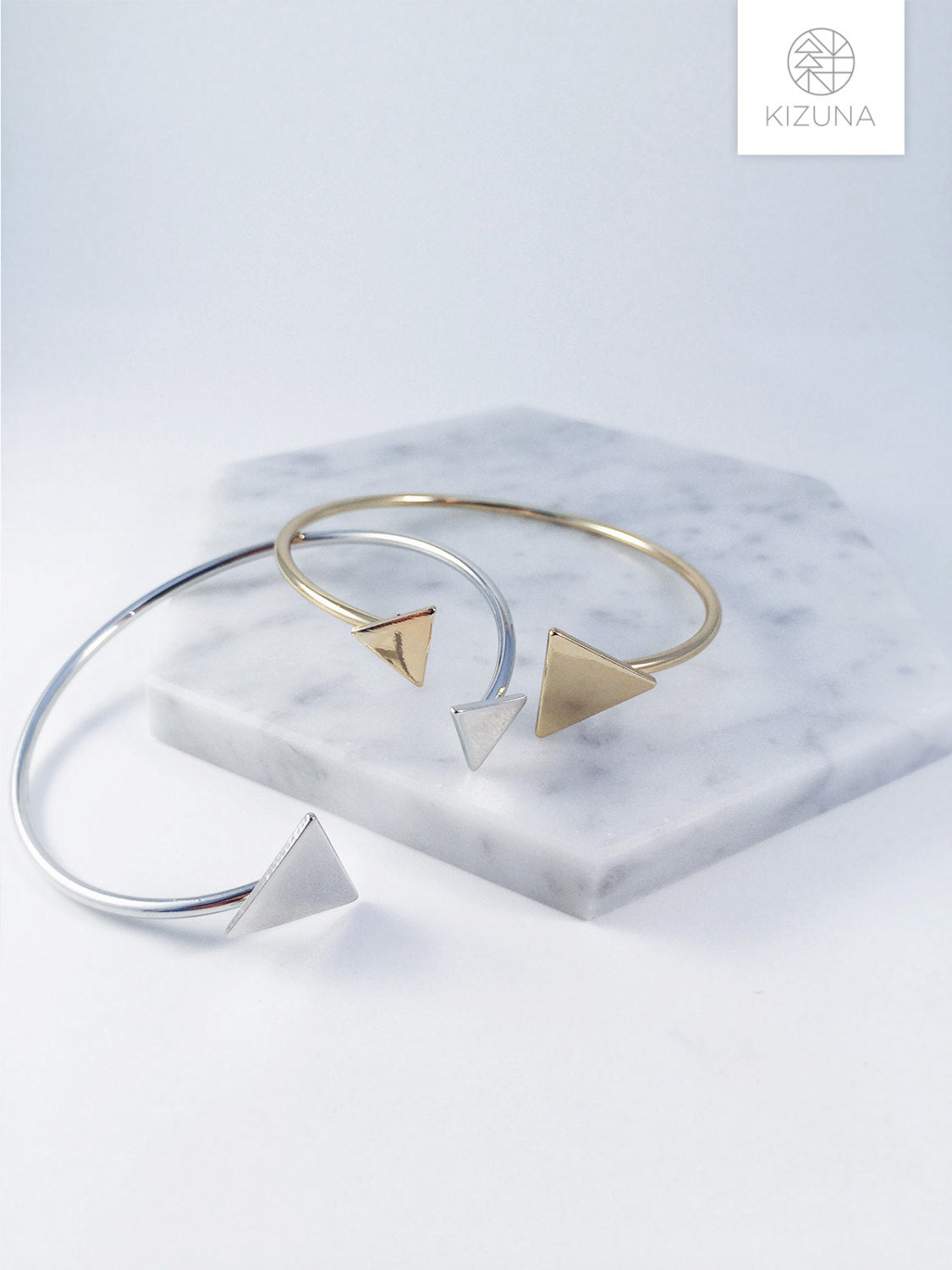 Double Triangle Cuff Bangle- Minimalist Design