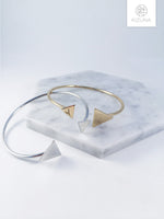 Load image into Gallery viewer, Double Triangle Cuff Bangle- Minimalist Design
