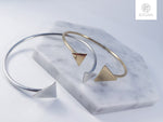 Load image into Gallery viewer, Double Triangle Cuff Bangle- Minimalist Design
