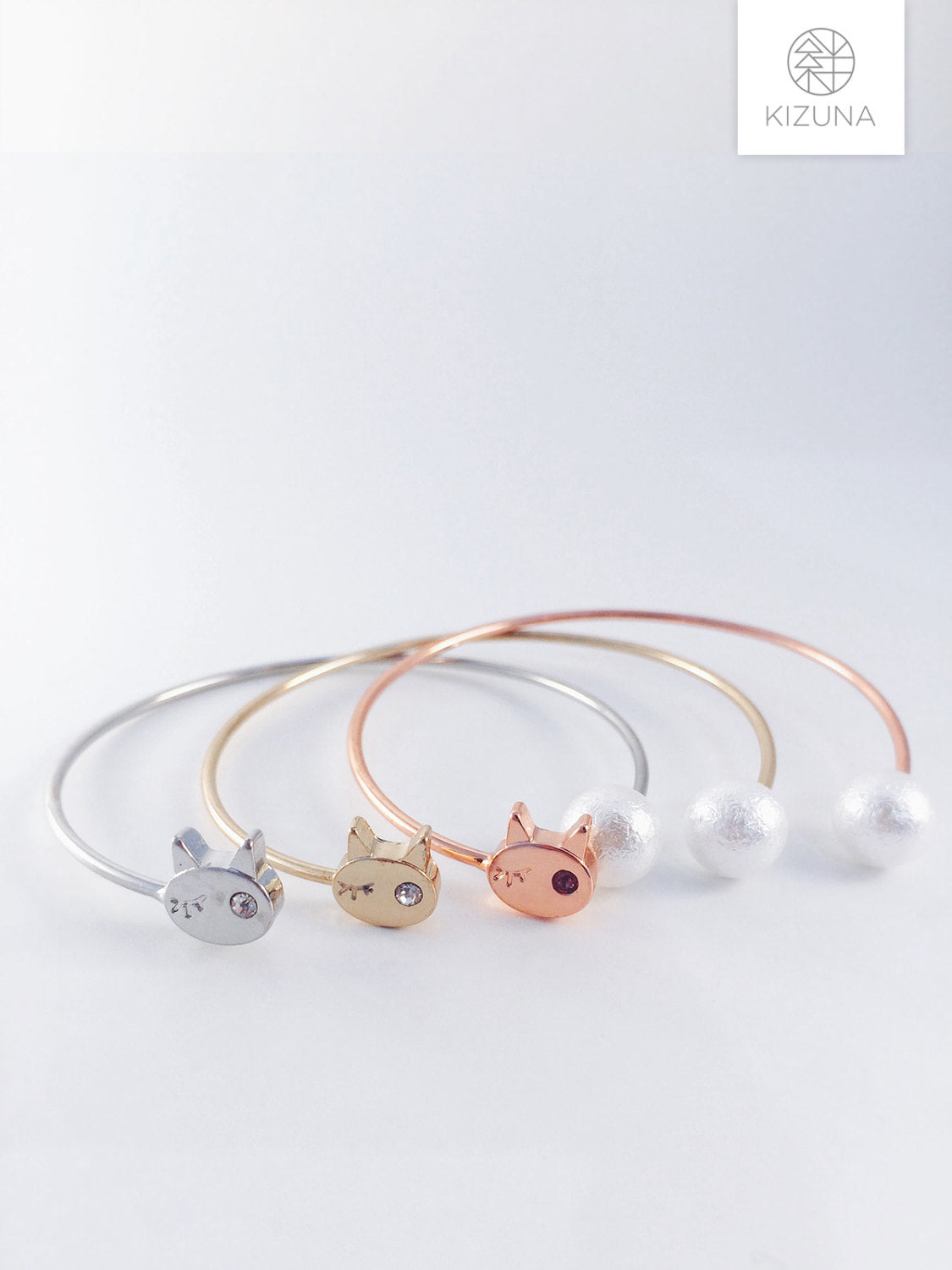 Cat Bangle With Pearl (3 Colors)