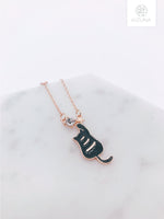 Load image into Gallery viewer, Shiny Black &amp; White Space Cat Necklace
